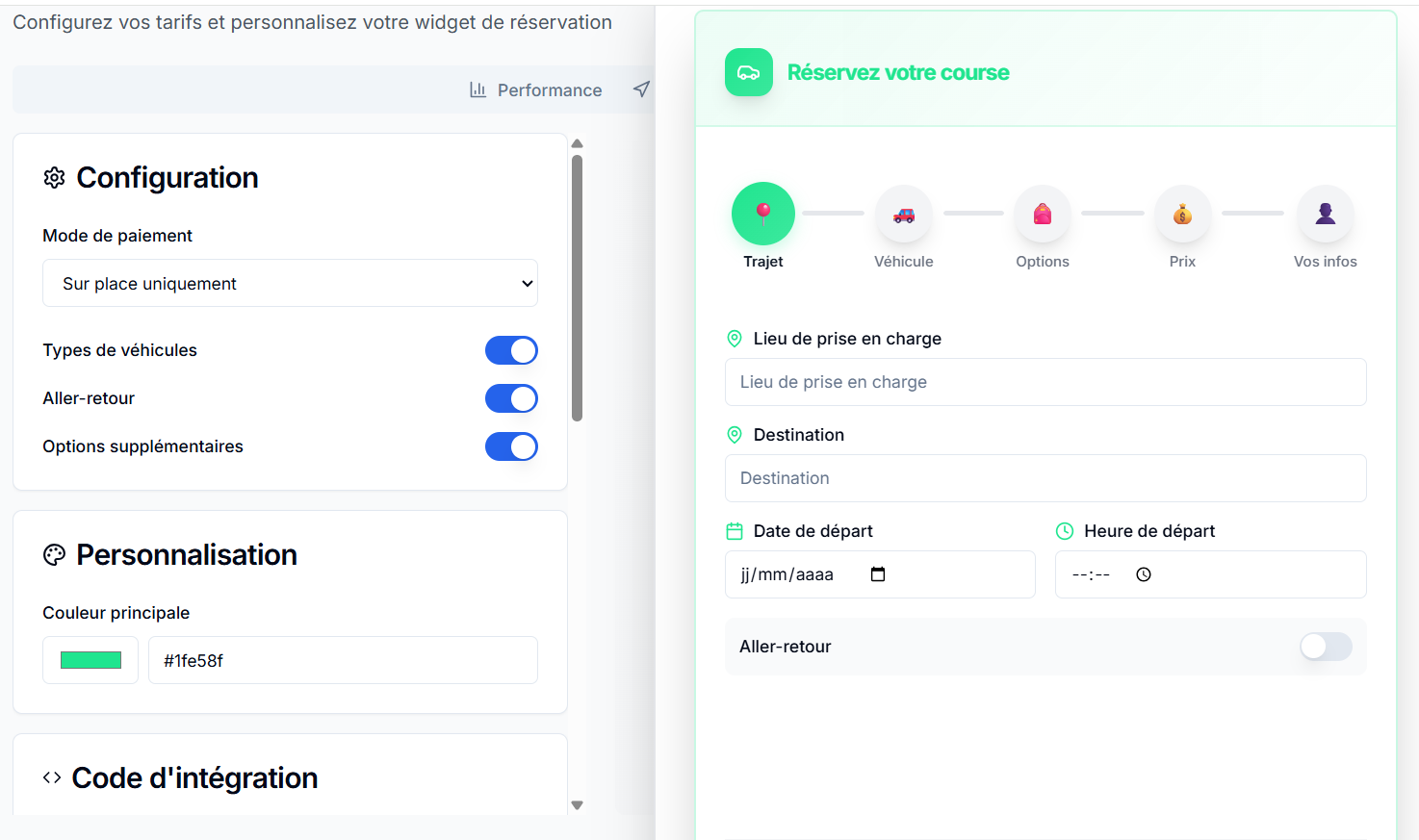 Widget de réservation Evolvir 2