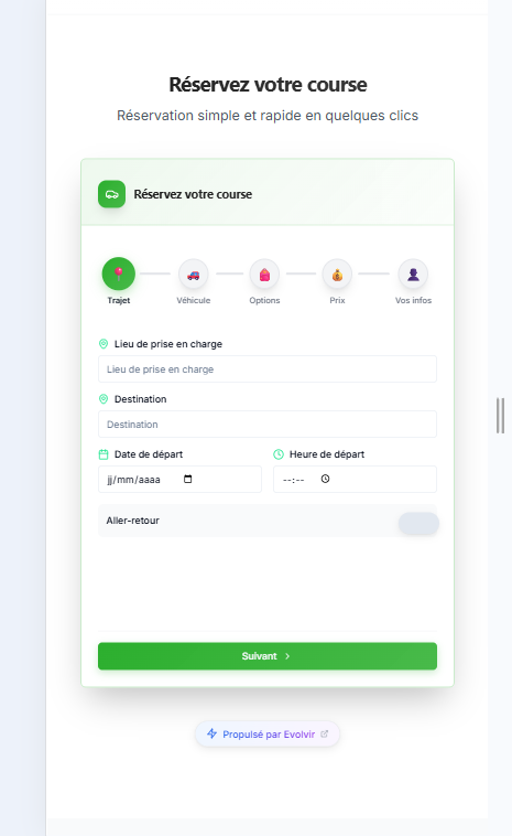 Widget de réservation Evolvir 1